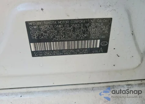 2006 Lexus Gs 300 z USA, uszkodzony, nr VIN JTHCH96SX60019147